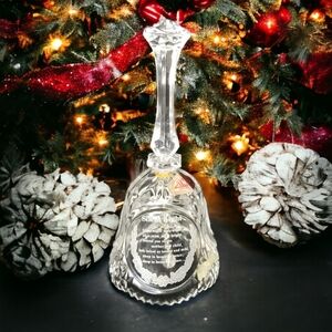 1987 Bleikristall Cyrstal Bell Etched Silent Night Angels 3D 24% Lead Crystal 8"